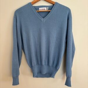 Vintage McGregor Sweater Mens Blue Acrylic Knit Grandpa V Neck